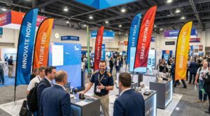 Werbefahnen Aufsteller für Messen