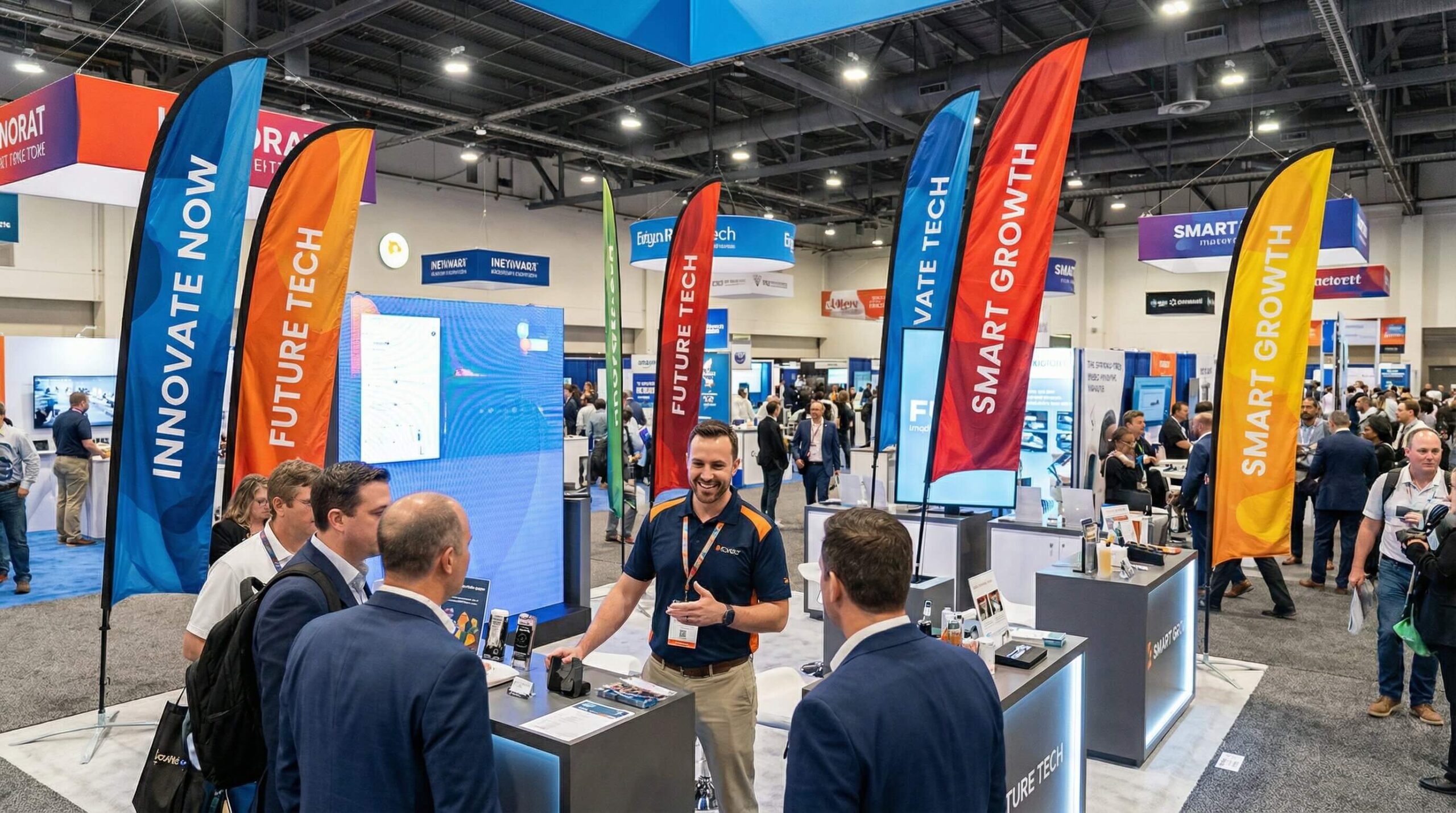 Werbefahnen Aufsteller für Messen